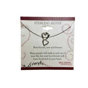 Helzberg Diamonds Sterling Silver Double Heart Best Friends Necklace 18” Pendant